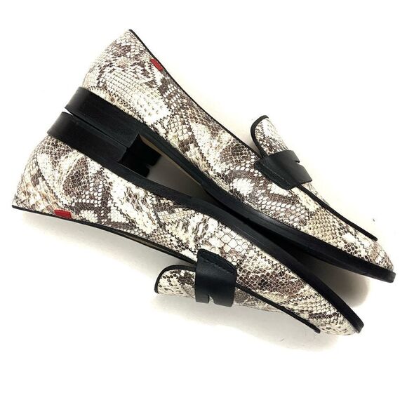 Snake Print Loafers - Black and Cream - Picture 4 of 13